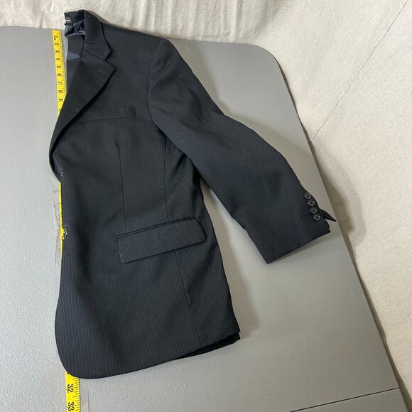 Pierre Cardin Mens Black Pinstripe Blazer 42S Classic Preppy Business 100% Wool - Picture 10 of 12